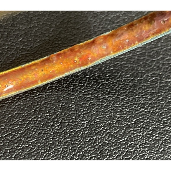 Vintage Cloisonne Floral Bangle Bracelet Set of 2 Enamel White Brown Gold Tone - Picture 9 of 14